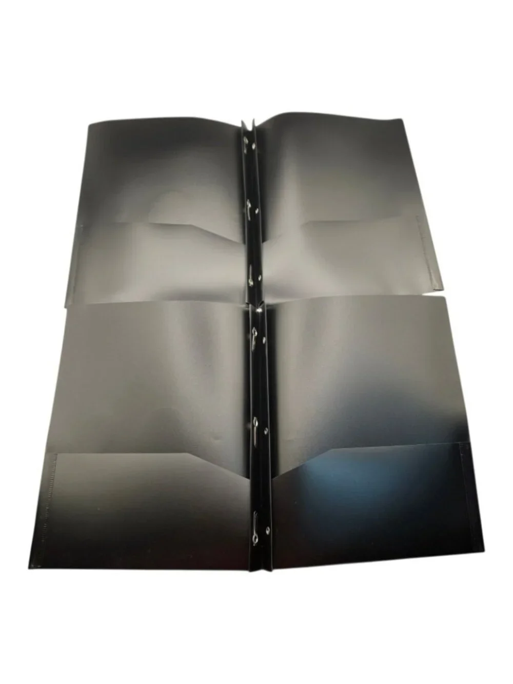 Cool Cat Design Pen + Gear Prong Poly Folders 9.4x11.4 Inch 2-Pack Black Glossy